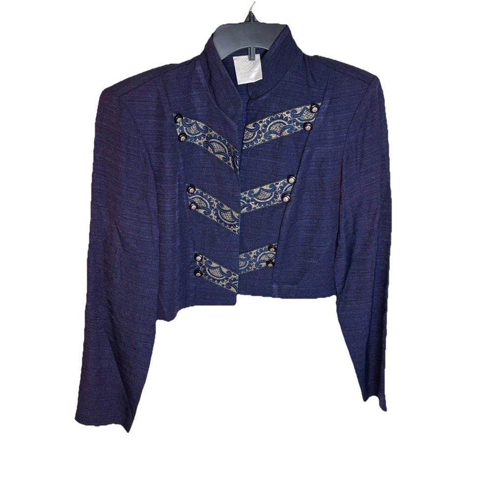 Christopher And Banks Cropped Blue Blazer Open From Size 8 Made In USA